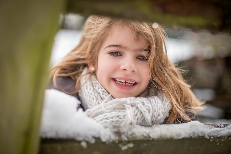 photo dans la neige - portrait enfant